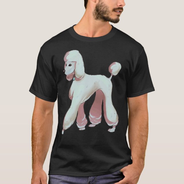 Poodle Design Single  White T-Shirt (Front)