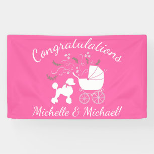 Poodle Dog Baby Shower Puppy Pink Girl Banner