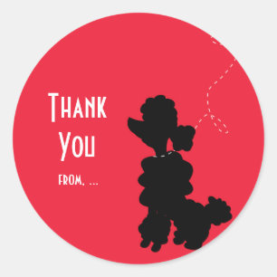 Poodle Dog Birthday Party Favour Sticker