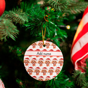 Poodle Dog Breed Christmas Stars Ceramic Tree Decoration
