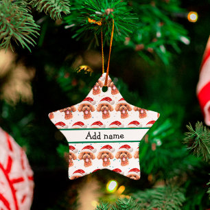 Poodle Dog Breed Christmas Stars Ceramic Tree Decoration