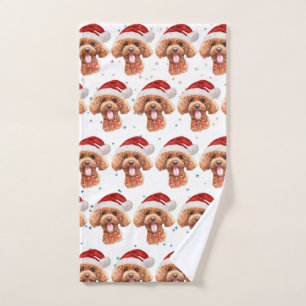 Poodle Dog Breed Christmas Stars Hand Towel