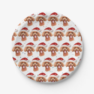 Poodle Dog Breed Christmas Stars Paper Plate