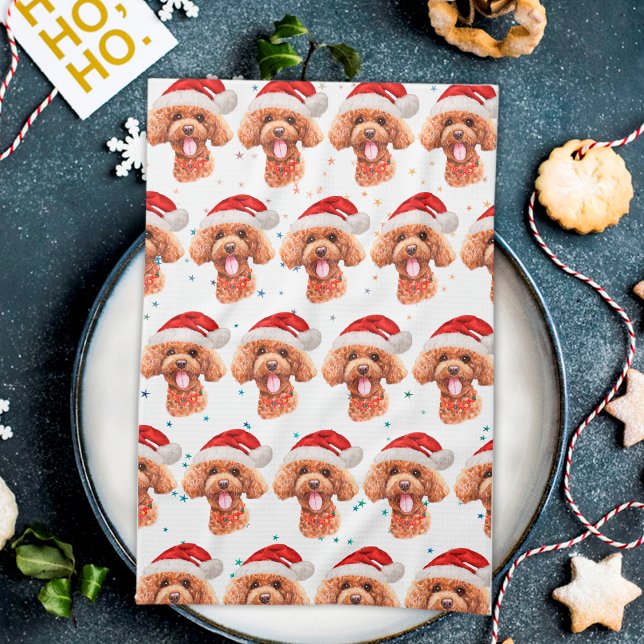 Poodle Dog Breed Christmas Stars Tea Towel (Creator Uploaded)