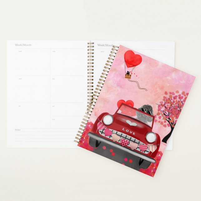 Poodle Dog Car with Hearts Valentine's  Planner (Display)