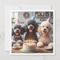 Poodle dog card, Poodle birthday