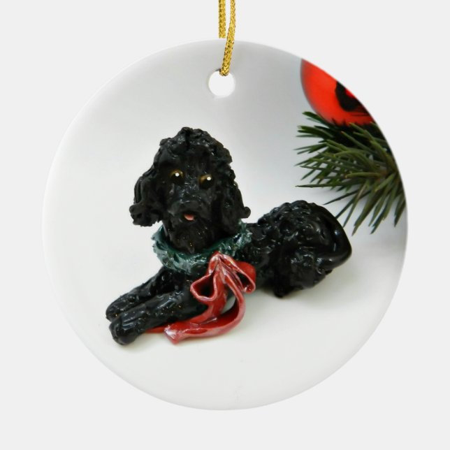 Poodle Dog Ceramic Ornament (Front)