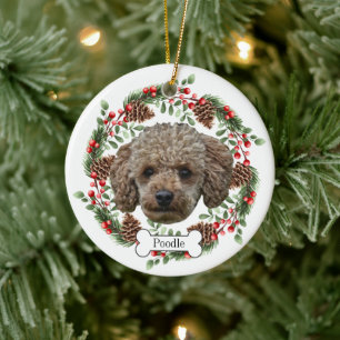 poodle dog ceramic tree decoration
