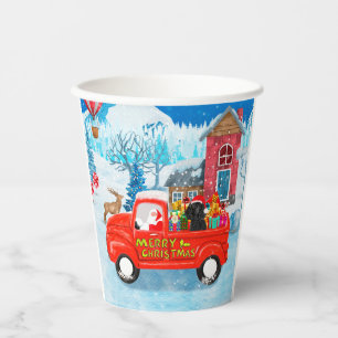 Poodle Dog Christmas Delivery Truck Snow Paper Cups