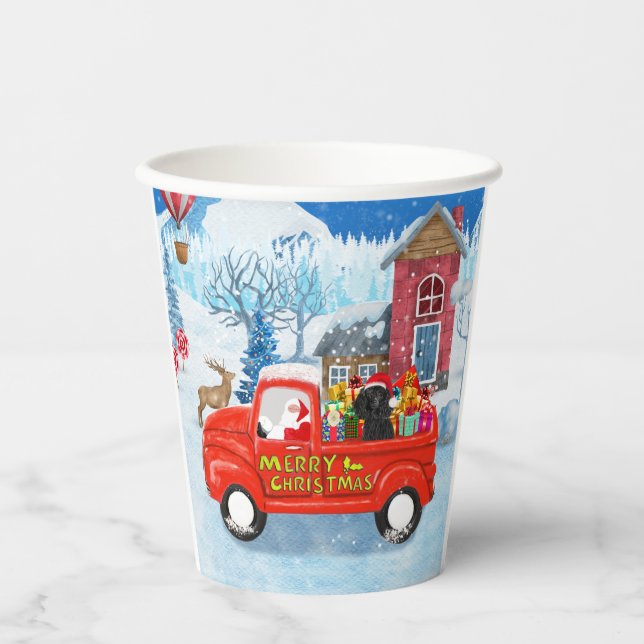 Poodle Dog Christmas Delivery Truck Snow  Paper Cups (Front)