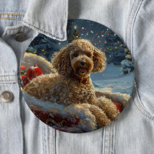 Poodle Dog Christmas Festive  6 Cm Round Badge