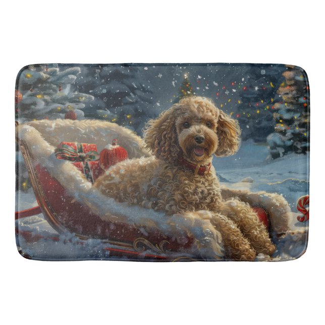 Poodle Dog Christmas Festive  Bath Mat (Front)