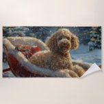Poodle Dog Christmas Festive  Beach Towel<br><div class="desc">Perfect for dog lovers and dog moms. This festive theme captures the joy and spirit of the season, featuring playful and endearing canine illustrations adorned with holiday accents. Ideal as a gift for dog lovers, adding a charming touch to Christmas decor and presents. Celebrate the season with a design that...</div>