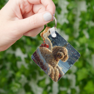 Poodle Dog Christmas Festive  Key Ring