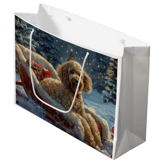 Poodle Dog Christmas Festive  Large Gift Bag (Front Angled)