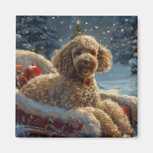 Poodle Dog Christmas Festive Magnet