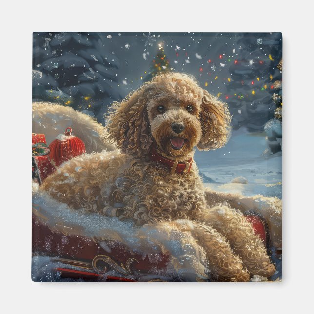 Poodle Dog Christmas Festive  Magnet (Front)