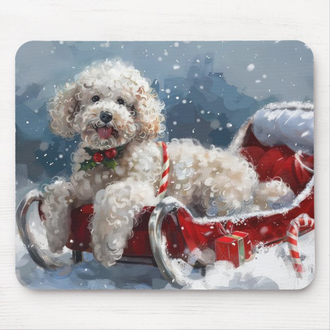 Poodle Dog Christmas Festive Mouse Pad (Front)