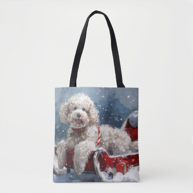 Poodle Dog Christmas Festive Tote Bag (Front)