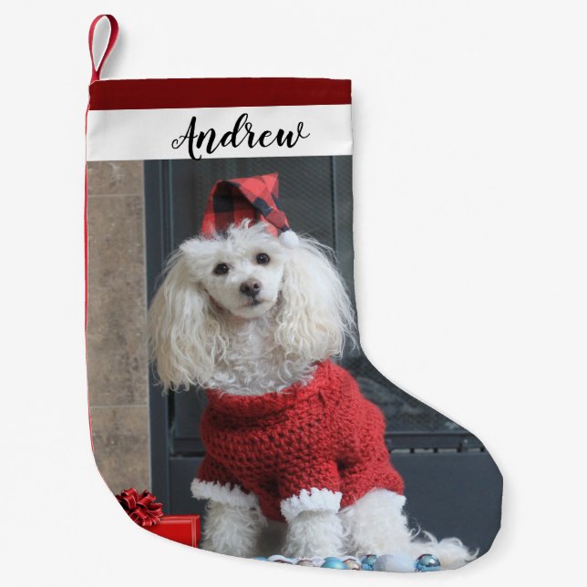 Poodle dog Christmas Holiday Stocking (Front)