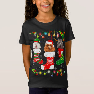 Poodle Dog Christmas Lights Puppy Poodle Dog Lover T-Shirt