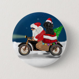 Poodle Dog Christmas Santa Claus  6 Cm Round Badge