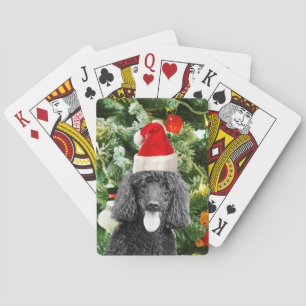 Poodle Dog Christmas Tree Snowman Red Santa Hat Playing Cards