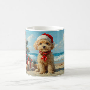 Poodle Dog Christmas Vintage Beach Coffee Mug