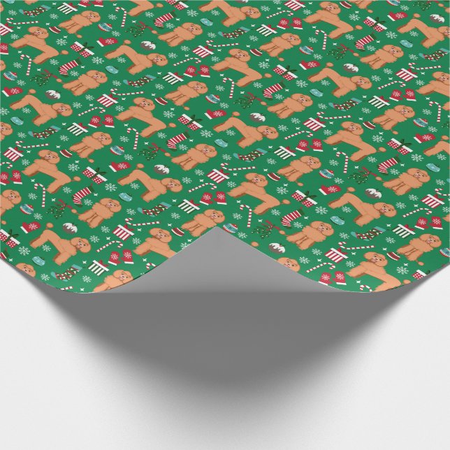 Poodle dog christmas wrapping paper (Corner)
