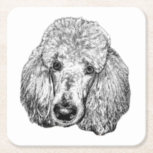 Poodle Dog Coaster – Black & White Face Art
