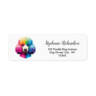 Poodle Dog Colorful Geometric Return Address