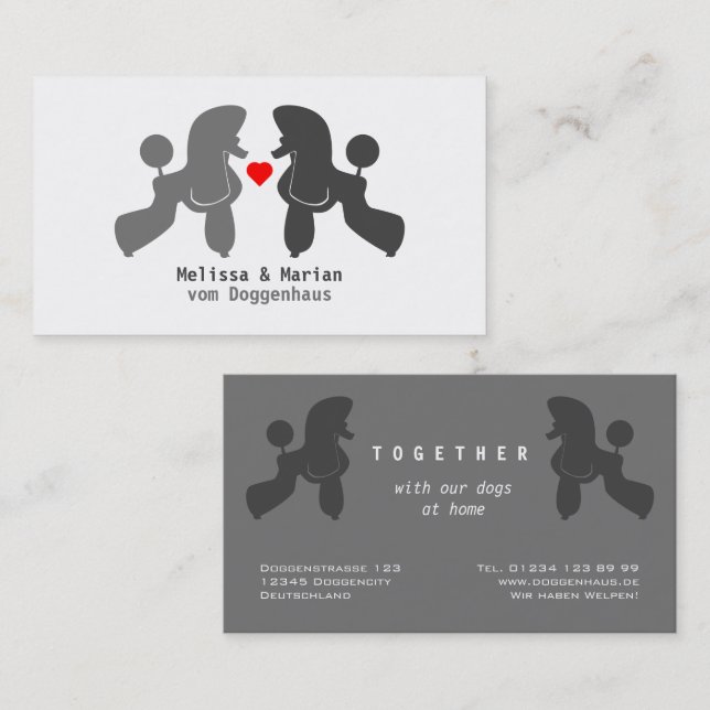 Poodle Dog Couple  Business Card (Front/Back)