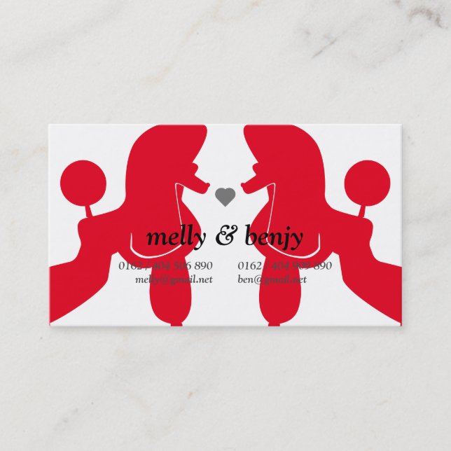 Poodle Dog Couple  Business Card (Front)