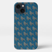 Poodle Dog Cute Silhouette Grid Blue