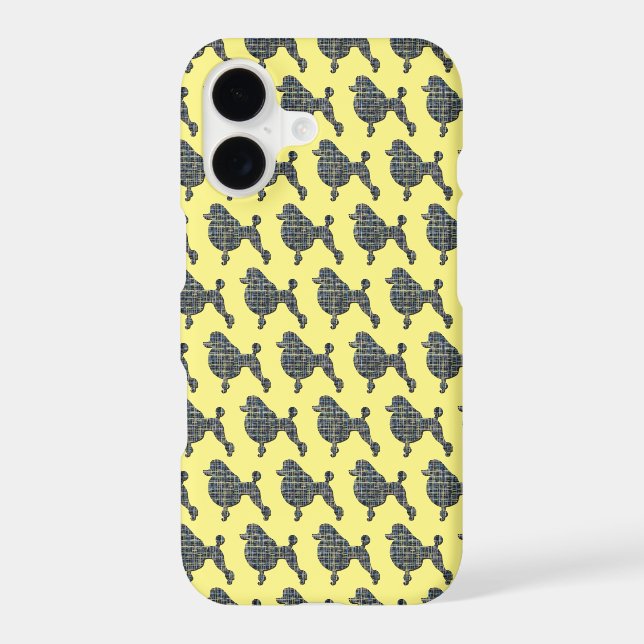 Poodle Dog Cute Silhouette Grid Yellow iPhone Case (Back)