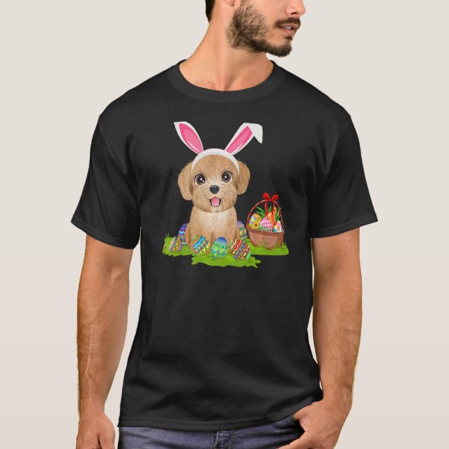 Poodle Dog Easter Egg Hunting Bunny Poodle Easter  T-Shirt (Front)