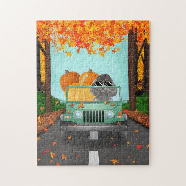 Poodle dog Fall Pumpkin  Jigsaw Puzzle (Vertical)