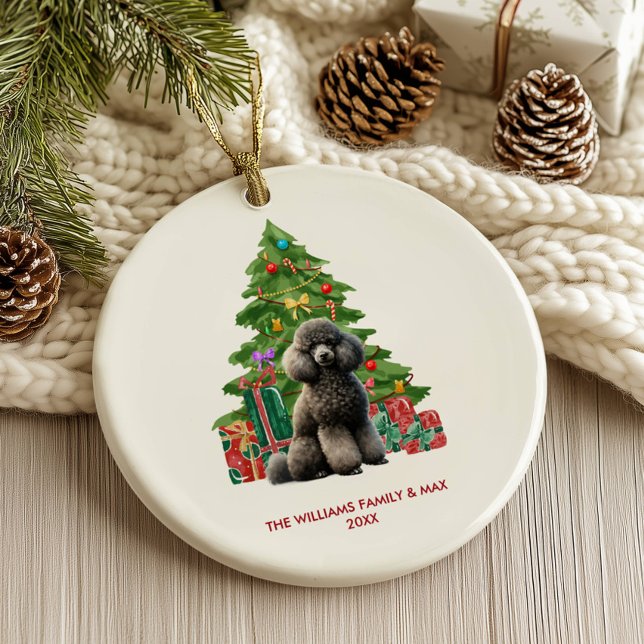Poodle Dog Family Christmas Ceramic Tree Decoration (Creator Uploaded)