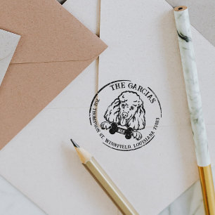 Poodle Dog Family Return Address Rubber Stamp