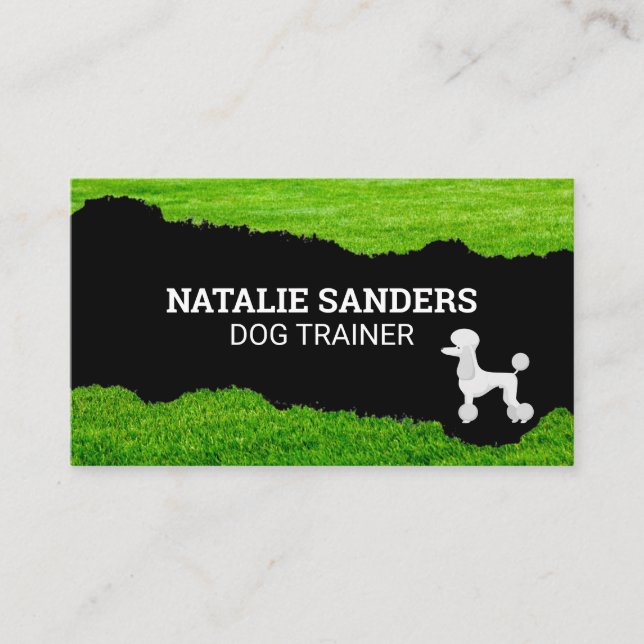Poodle Dog | Grass Torn Effect Business Card (Front)
