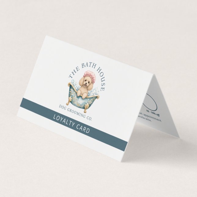 Poodle Dog Grooming Folded Loyalty Card (Front)