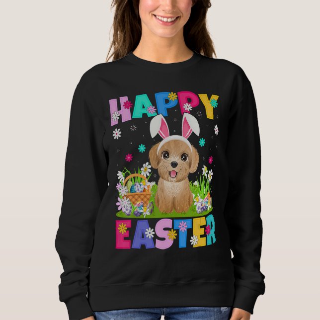 Poodle Dog   Happy Easter Bunny Poodle Easter Sund Sweatshirt (Front)