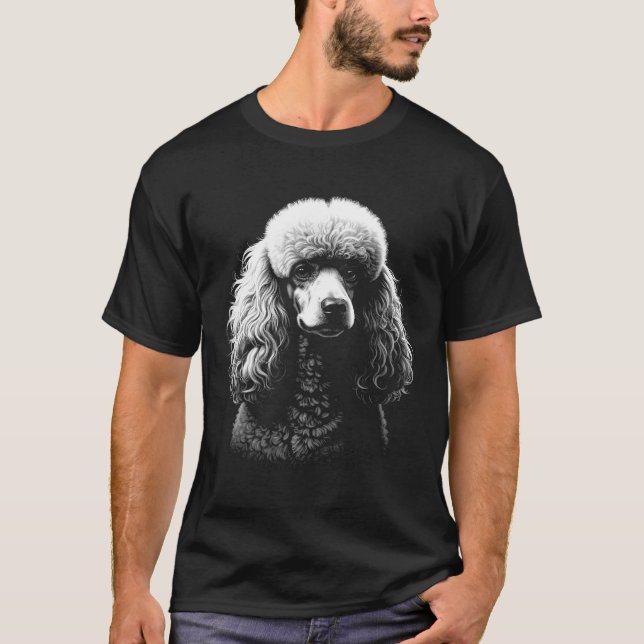 Poodle Dog Head Dark Art Black T-Shirt (Front)