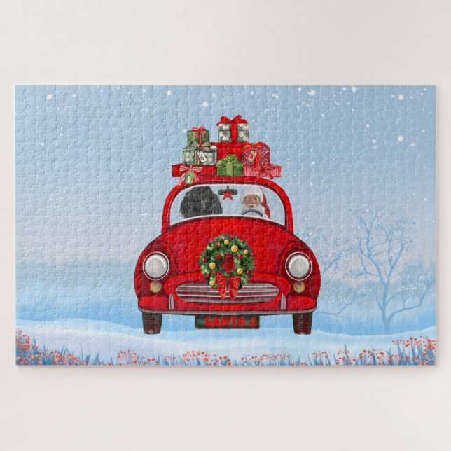 Poodle Dog In Car With Santa Claus  Jigsaw Puzzle (Horizontal)