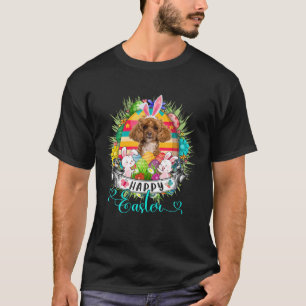 Poodle Dog In Easter Eggs Basket Bunnies Happy Eas T-Shirt