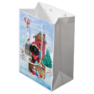 Poodle  Dog In snow Christmas Dog House Medium Gift Bag
