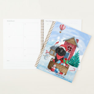 Poodle  Dog In snow Christmas Dog House Planner
