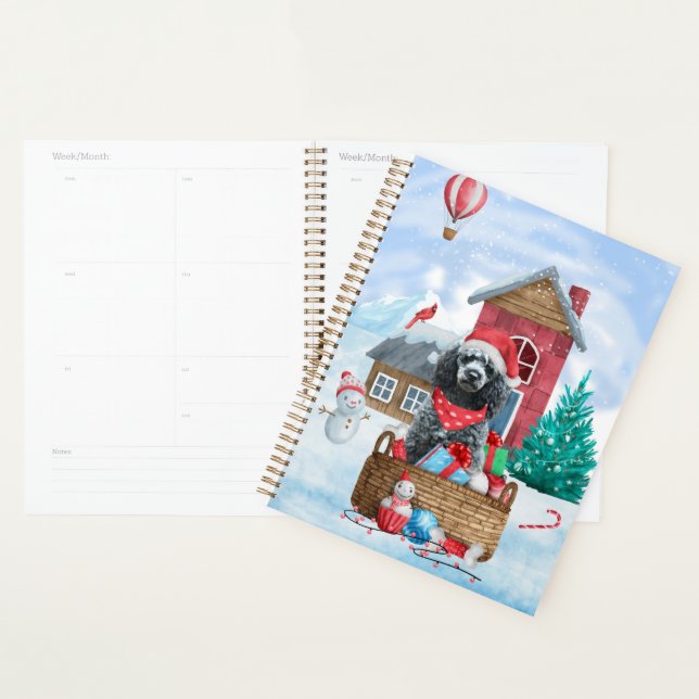 Poodle Dog In snow Christmas Dog House Planner (Display)
