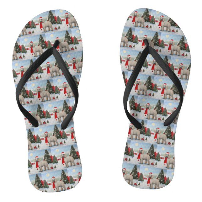 Poodle Dog in Snow Christmas Jandals (Footbed)