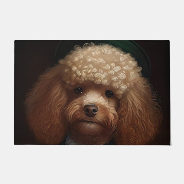Poodle Dog in St. Patrick's Day Dress Doormat (Front)